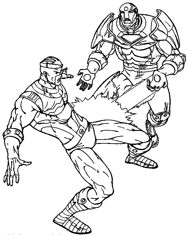 coloriage iron man bat son adversaire